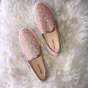 Pink iridescent glitter sneakers